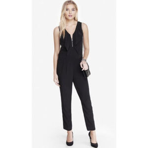 Express Black Ruffle Zip Front Jumpsuit 2